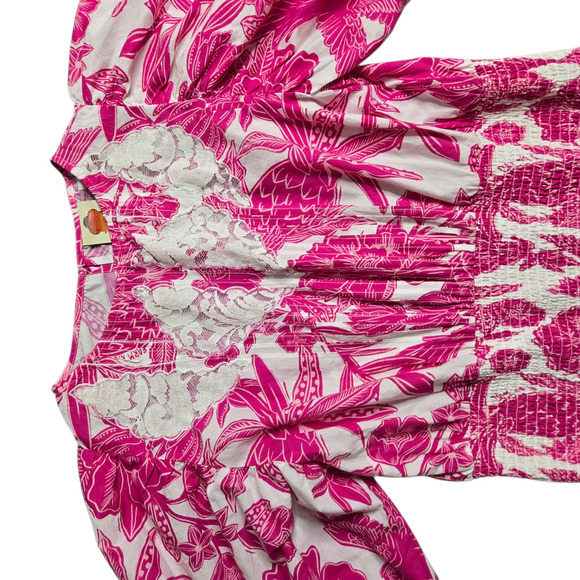 Farm Rio Tropical Woodcut Mini Pink Dress Size: L - Picture 7 of 8